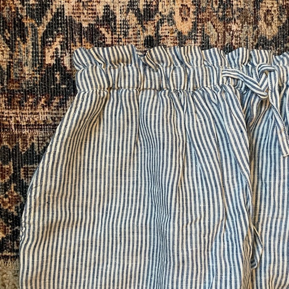 Ulla Johnson Striped Blue and White Women's linen drawstring Shorts - Picture 4 of 4